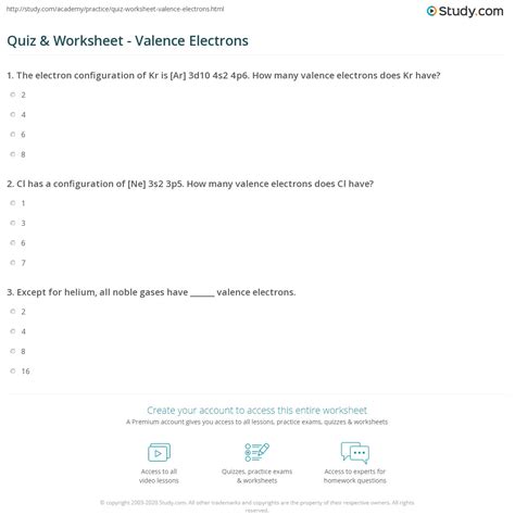 Valence Electron Quiz