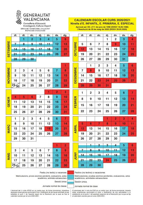 valencia academic calendar 2024