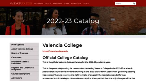 valencia college courses catalog
