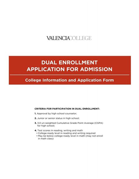 valencia college dual enrollment requirements