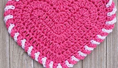 Valentine Crochet Heart Dishcloth