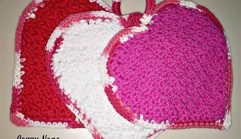 Valentine Crocheted Hotpad Pattern Heart Hot Pads Free Savvy Nana Hot Pads