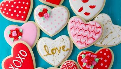 Valentine Heart Sugar Cookies Decorated