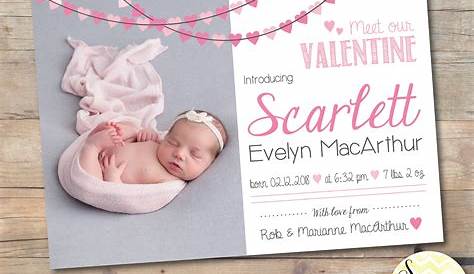 Valentine's Day Birth Announcement Valentine Baby Etsy