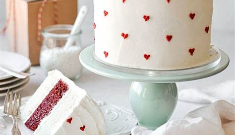 Red and White Valentine's Day Cake with Mini Hearts Curly Girl Kitchen