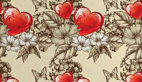 Valentine's Day Flower Fabric Wallpaper Heart Red Rose Pink Silk Hand