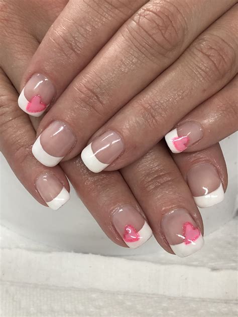 Valentines day french tip nails! White and red nails with red and