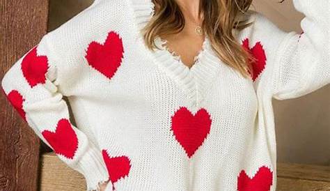 CORAFRITZ Womens Casual Valentine's Day Crew Neck Ove Heart Print Loose