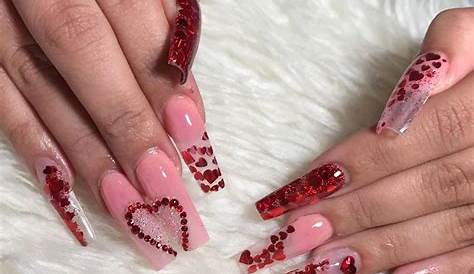 Valentine's Day Long Nails Ideas Beautiful Valentine’s 2021 Pink Coffin