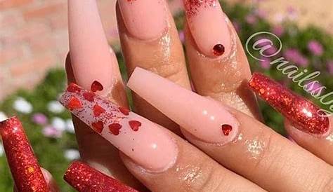 Valentine's Day Look Short Coffin Nails Amelia Infore