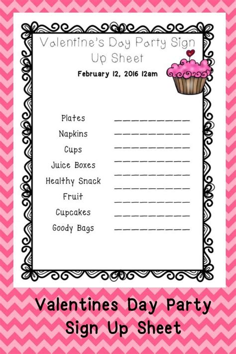 Valentine's Day Party Sign Up Sheet /Custom by Happylillearners