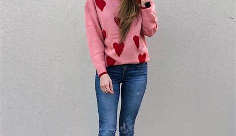 CORAFRITZ Womens Casual Valentine's Day Crew Neck Ove Heart Print Loose