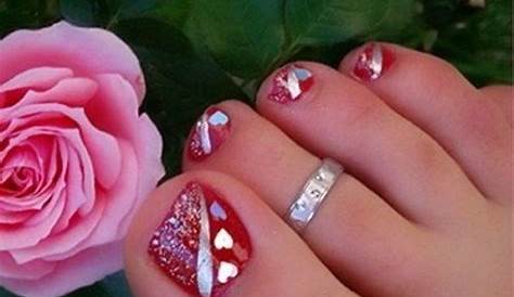 Valentine's Day Toe Nails s With Hearts Nail Designs Gel
