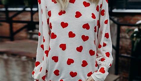 DeRuiLaDy Valentine's Day Heart shaped Print Women T shirt Loose Tops