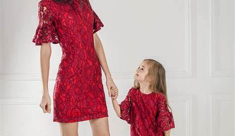 Valentine's Matching Outfits Mommy And Daughter Mother Strawberry Dresses 2018 Family Clothes