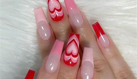 Valentines Day Press on Nails Pink Stick on Nails Heart Glue Etsy UK