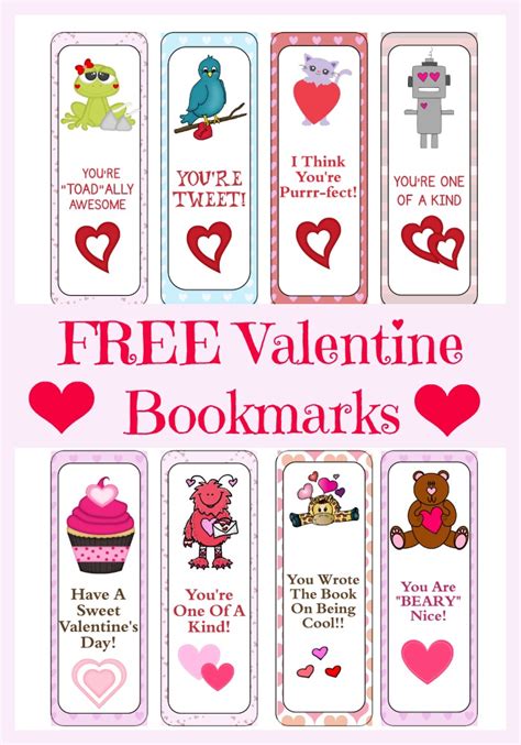 15 FREE Valentine's Day Bookmark Printables