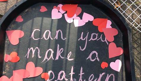 EYFS create a pattern outside using Valentine's Day hearts Valentine