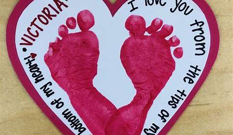 Heart Footprints February crafts, Valentine crafts, Baby art projects