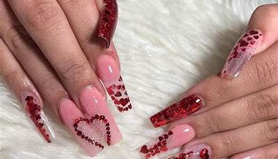 Valentines Day Nails Acrylic Long White