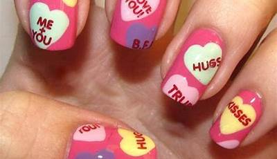 Valentines Day Nails Designs Candy Hearts
