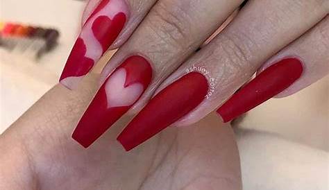 Valentines Day Nails Matte V Acrylic Valentine's