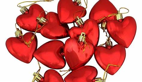 12ct Valentines Day Red Shatterproof Heart Christmas Ornaments 2