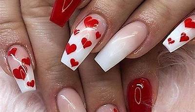 Valentines Nails Acrylic Round