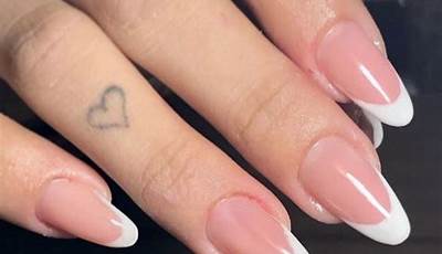 Valentines Nails Almond Shape French Tip