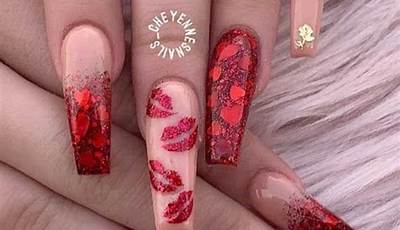 Valentines Nails Designs Coffin Short