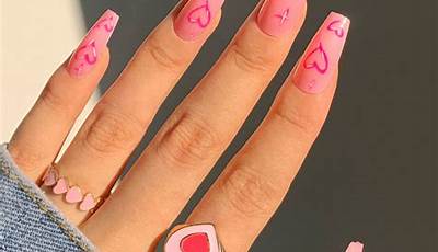 Valentines Nails Medium Length