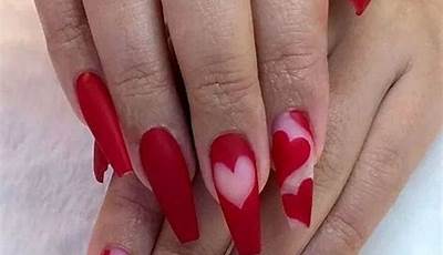Valentines Nails Simple Red