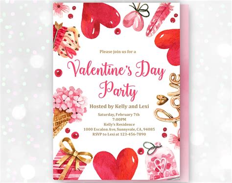 Valentine's Invitation Printable or Printed with FREE