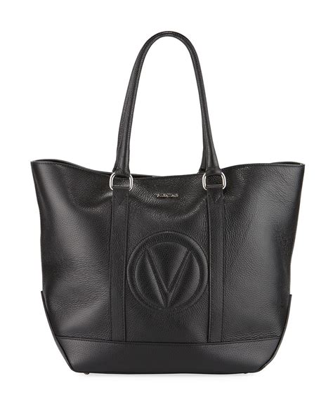 valentino black leather tote