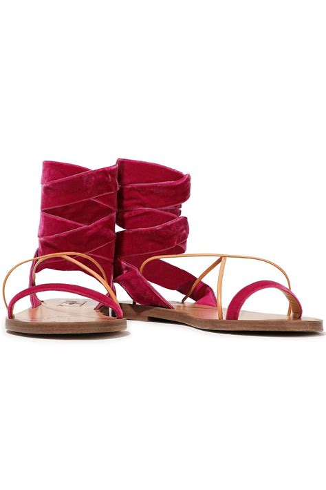 valentino pink velvet sandals