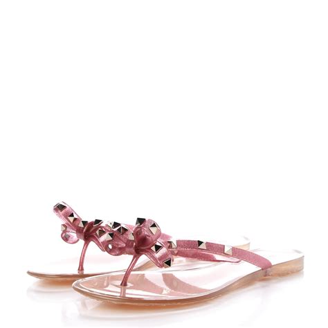 valentino rockstud bow jelly thong sandals