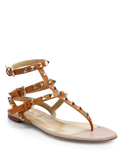 valentino rockstud gladiator flat sandals