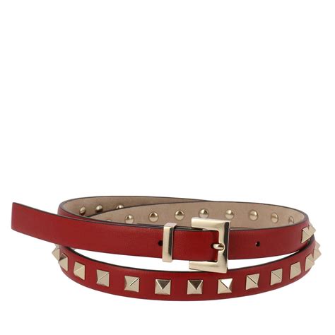 valentino rockstud red leather belt