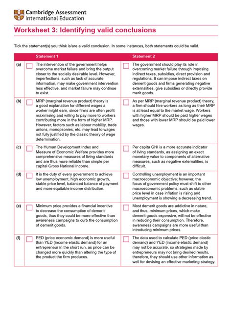 Valid Conclusions In Math Worksheet