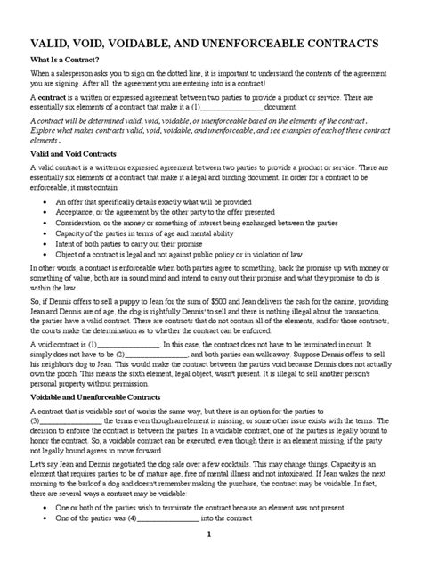 valid void and voidable contract with examples pdf