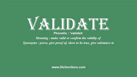 validate meaning in a sentence