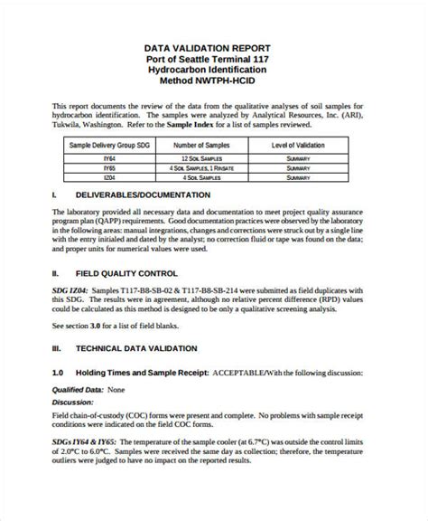 validation analysis example