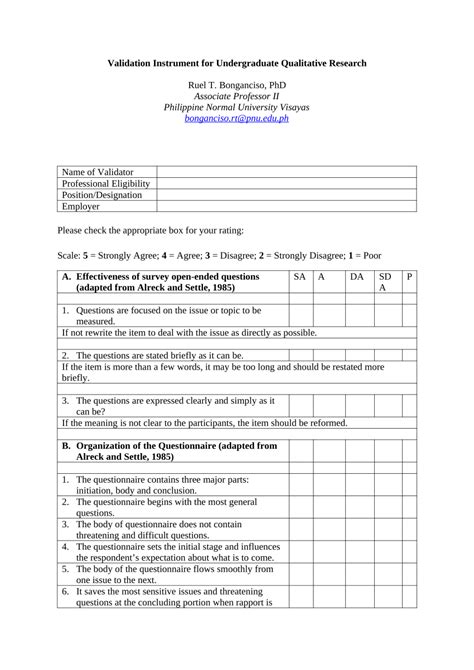 validation of instrument in research example qualitative