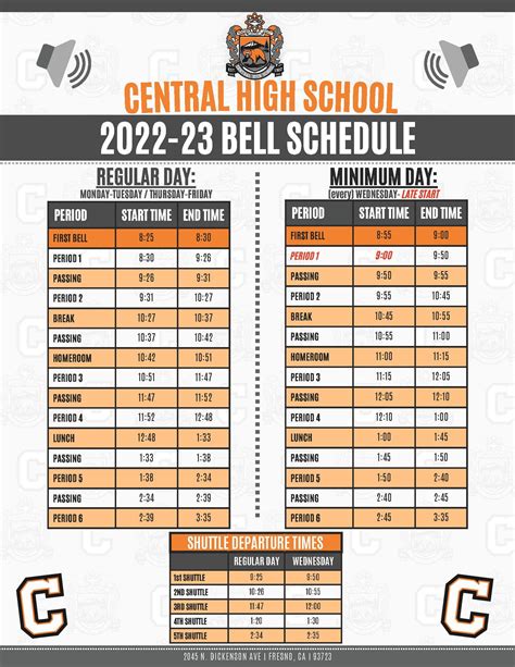 valley central high school bell schedule