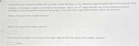 value of a network is equal to the square