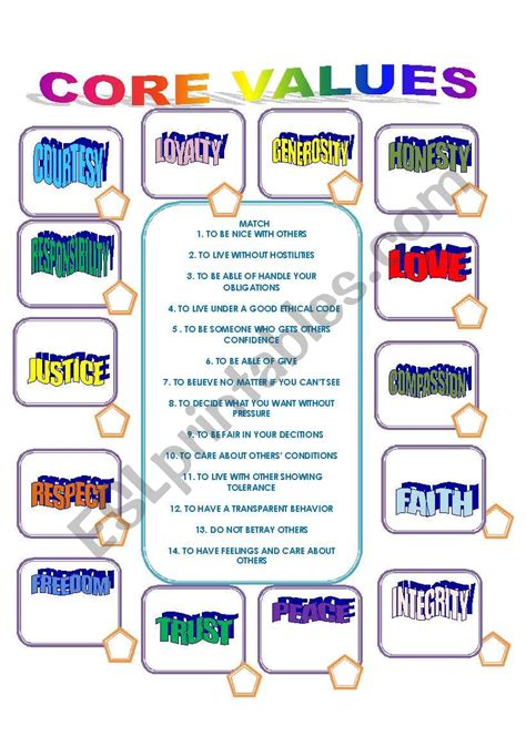 Values Worksheet For Kids