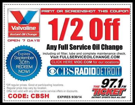 Coupon For Valvoline Oil Change My Nup Oil change, Coupons, Car