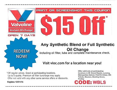 Valvoline Coupon Oil Change: A Guide To Keep Your Car Running Smoothly