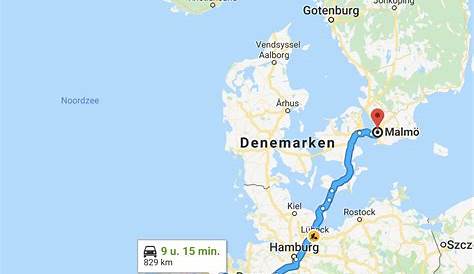 Kaart landen Noord-Europa: Kaart Sont tussen Denemarken en Zweden, Sontbrug