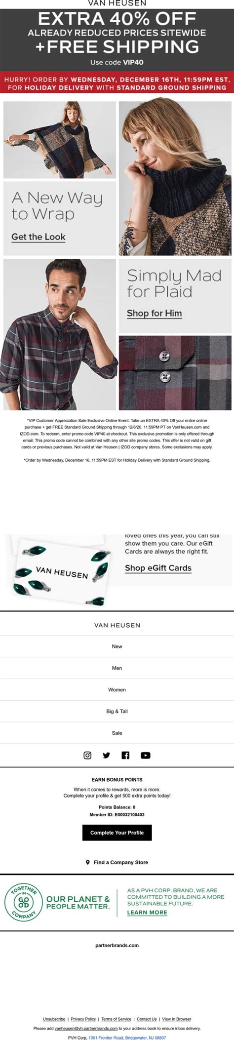 Van Heusen Promo Code December 2020